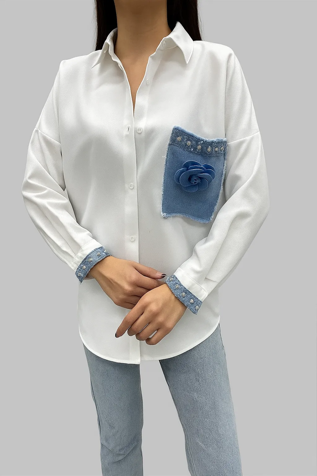 T-Shirt Pocket Denim Floral