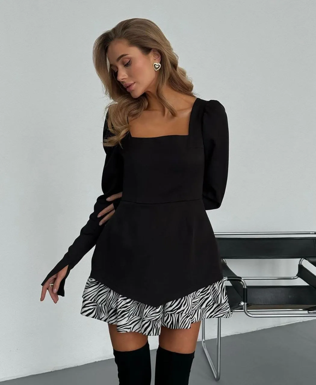 Dress ZEBRA Pattern Grarnished