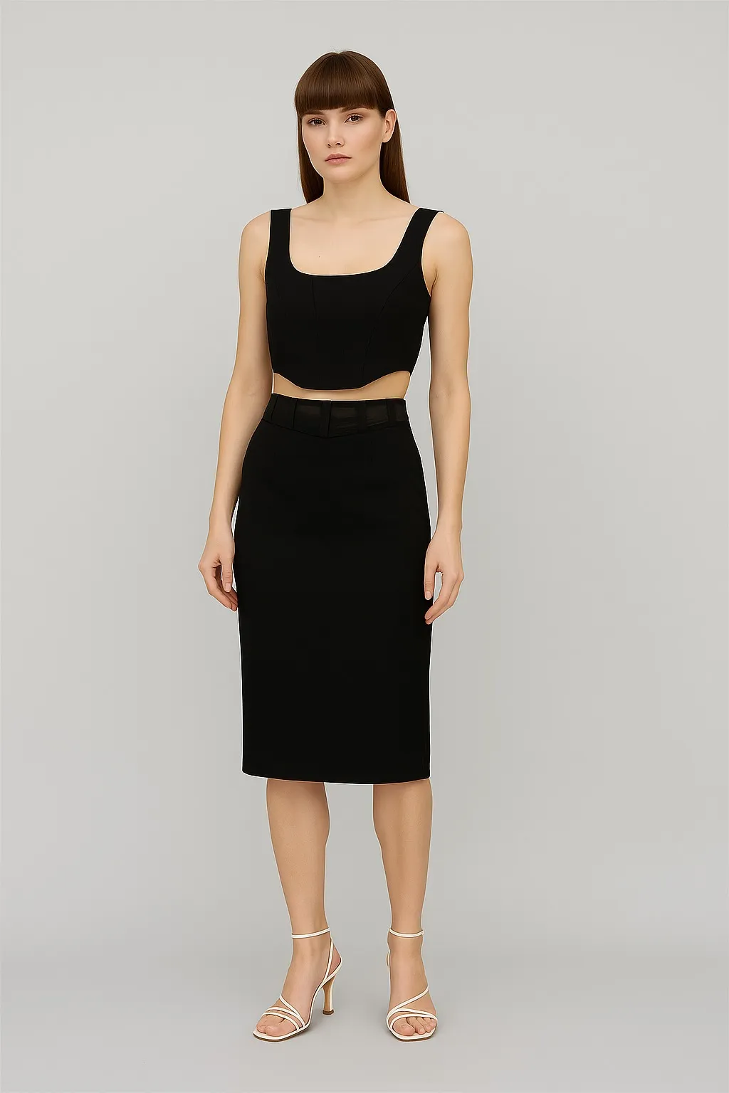 Skirt Corsage Black With Crop Top