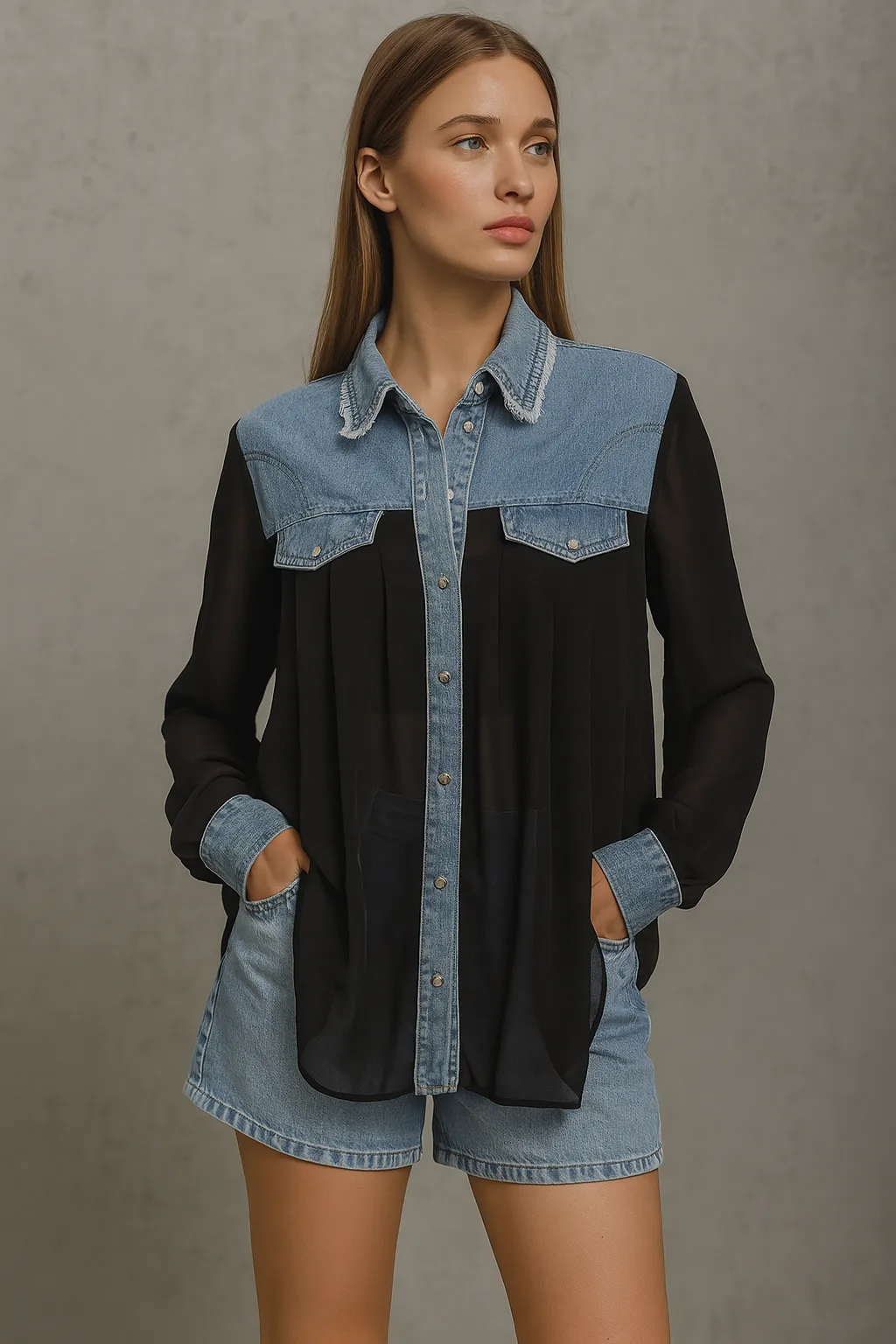 Organza Denim Oversize Shirt