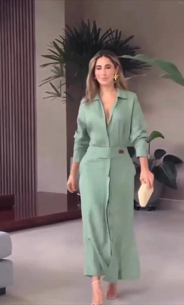 Linen fabric pocket dress