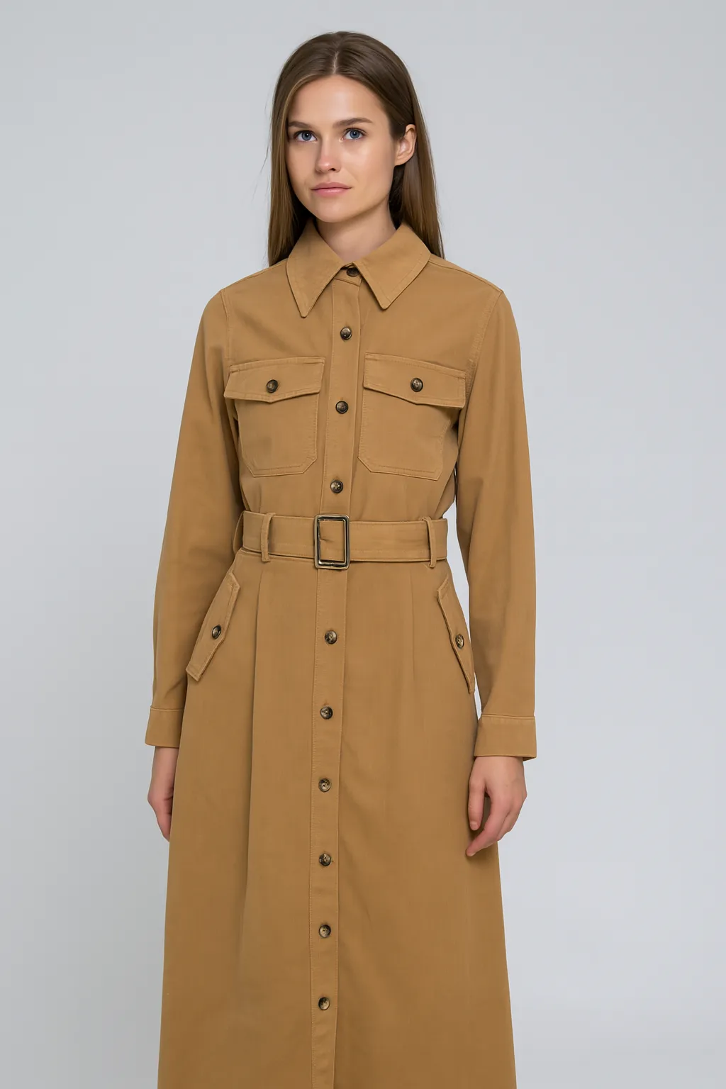 Belted Gabardine Skirt Suit
