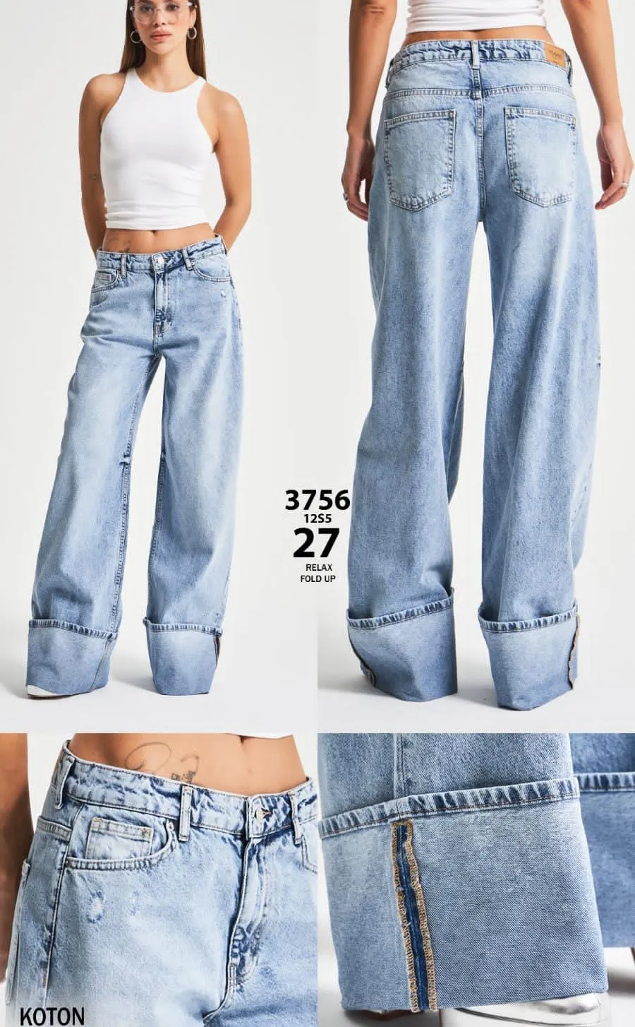 Relax fold up Denim Jeans